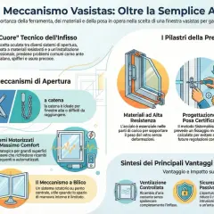Guida al meccanismo vasistas: illustra i tipi di apertura, come il compasso e la catena, e i sistemi motorizzati, evidenziando l'importanza della ferramenta.