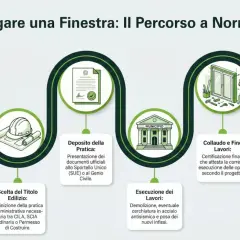 Percorso per allargare una finestra esistente: verifica strutturale, scelta titolo edilizio, deposito pratica, esecuzione lavori, collaudo e variazione catastale.