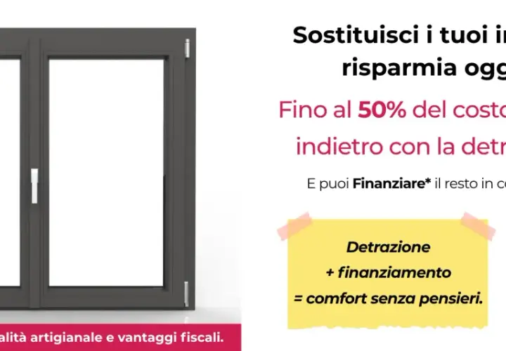 Infissi grigi con detrazione fiscale fino al 50%. Un esempio di fattura per detrazione fiscale che mostra comfort e risparmio.