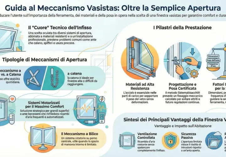 Guida ai meccanismi vasistas: illustra tipi di apertura, materiali, progettazione e fattori decisivi. Evita che una finestra vasistas si sganci con la giusta scelta.