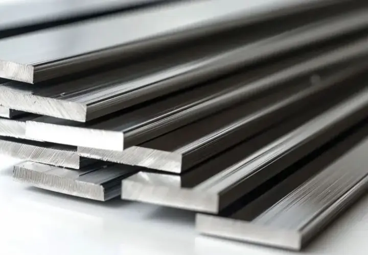 Fascio di barre in alluminio con finitura colore alluminio anodizzato naturale, lucide e resistenti.