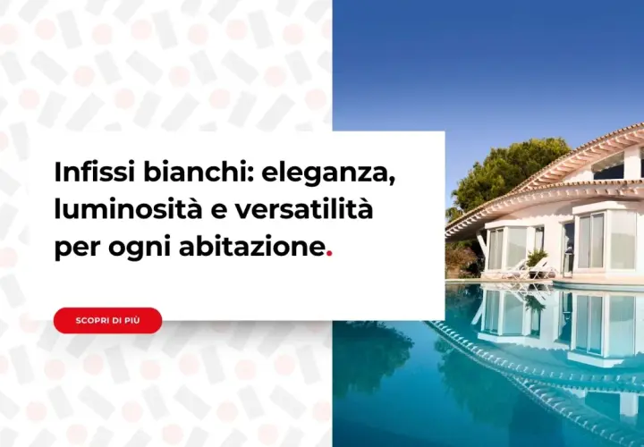 Una casa moderna con piscina e infissi bianchi, che riflettono eleganza e luminosità.