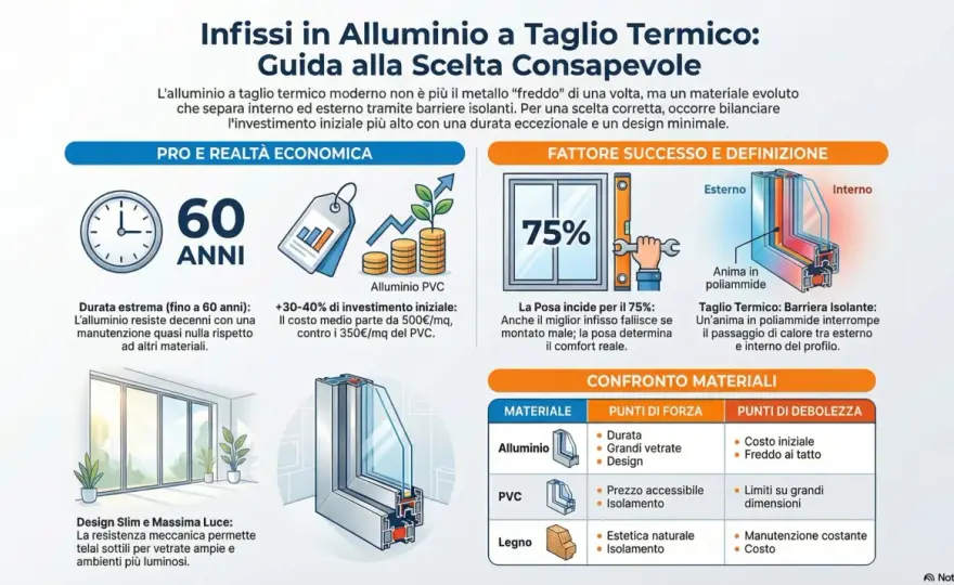 L’alluminio isola? La verità su finiture e taglio termico