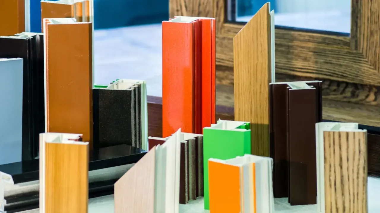 Campione di profili per infissi in vari colori e finiture, per scegliere quali sono i migliori infissi per la tua casa.