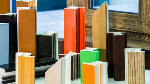 Campione di profili per infissi in vari colori e finiture, per scegliere quali sono i migliori infissi per la tua casa.